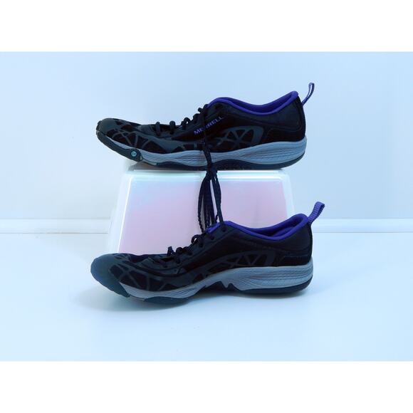 Merrell All Out Soar Running Shoe Womens 8.5 Mesh Black Purple Athletic Trail - Picture 7 of 8